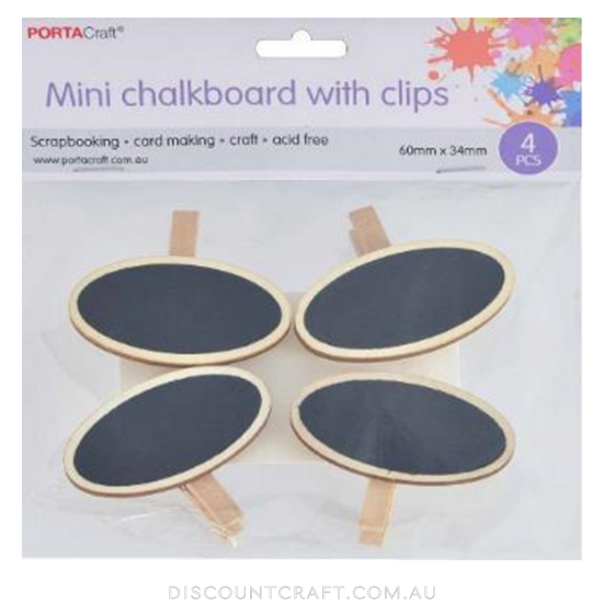 Blackboard Clip On 60x34mm 4pk - Oval