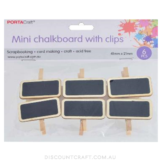 Blackboard Clip On 41x21mm 6pk - Rectangle
