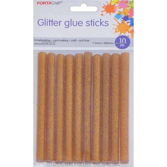 Glue Gun Sticks 7.5mm x 100mm 10pk - Glitter Gold