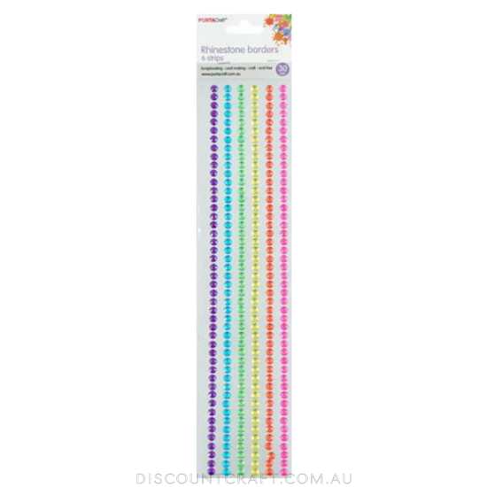Rhinestone Borders 5mm 30cm 6 Strips Multi Colour