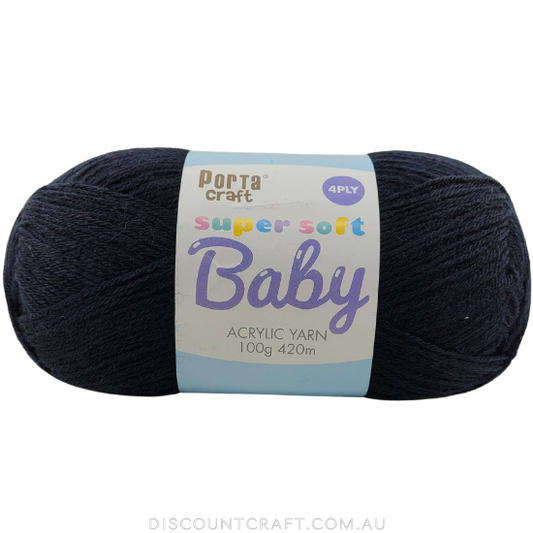 Super Soft Baby Acrylic Yarn 420m 4ply - Black