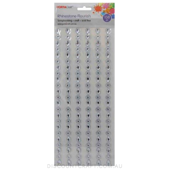 Rhinestone Borders 8mm 23cm 6 Strips Clear Teardrops