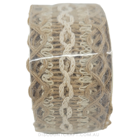 Burlap Trim Rolls 2m - White Burlap Pattern Design