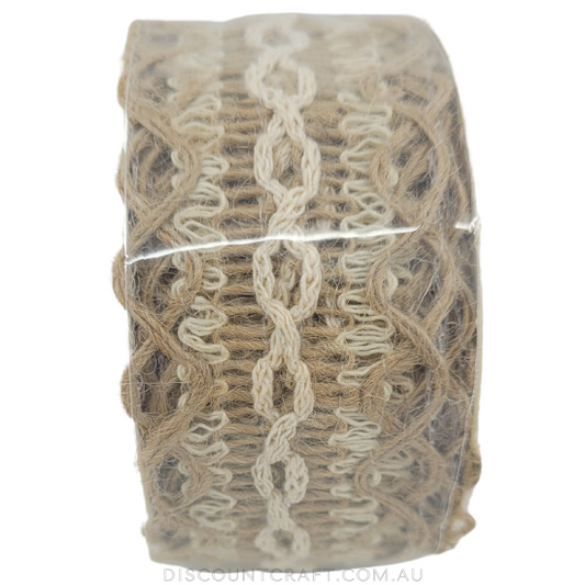 Burlap Trim Rolls 2m - White Burlap Pattern Design