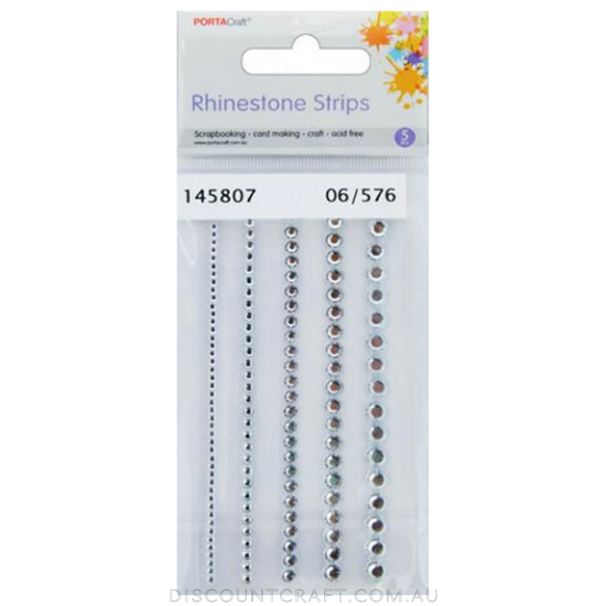 Rhinestone Borders 2-6mm 10cm 5 Strips - Clear