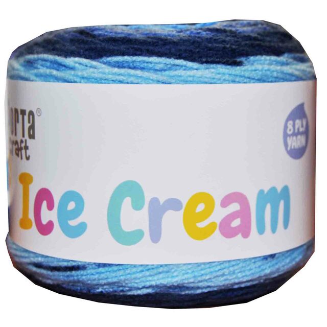 Ice Cream Yarn 200g 380m 8ply - Royal Blue Swirl