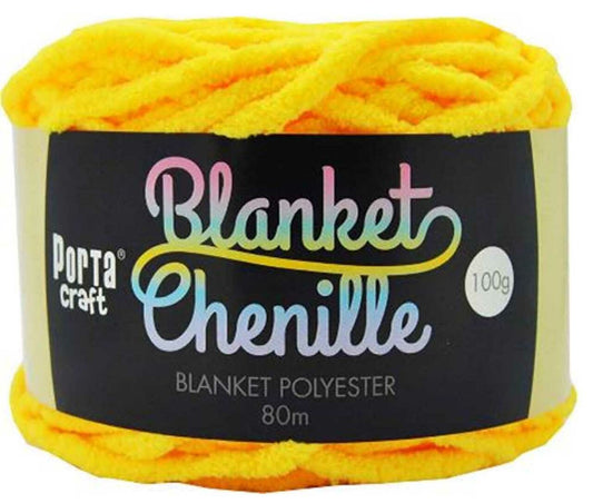 Chenille Blanket Yarn 100g 80m 12ply -  Lemon