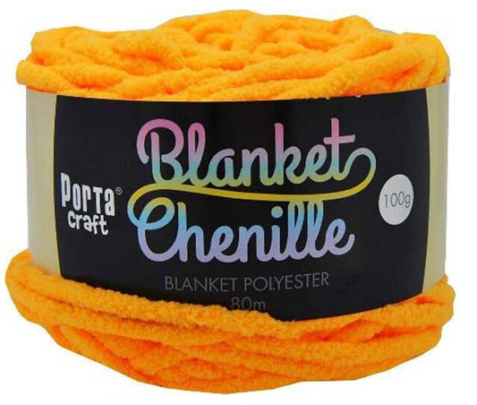 Chenille Blanket Yarn 100g 80m 12ply - Orange