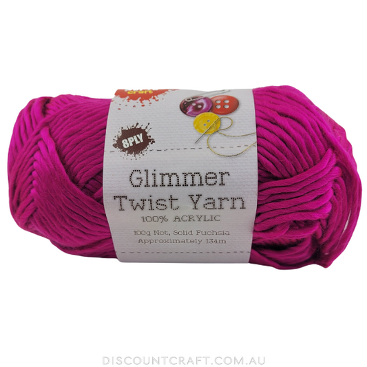 Glimmer Twist Yarn 100g 134m -  Fuchsia