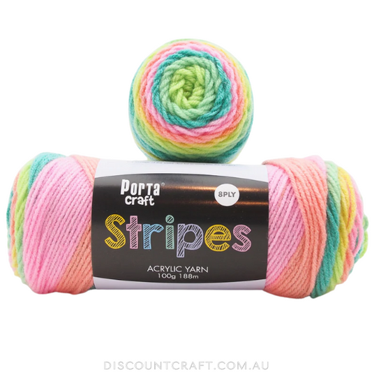 Stripes Acrylic Yarn 100g 188m 8ply - Retro