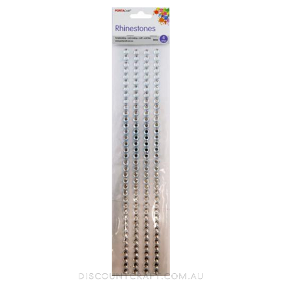 Rhinestone Borders 8mm 30cm 4 Strips - Clear