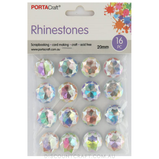 Rhinestone Sheet 20mm 16pc - Iridescent