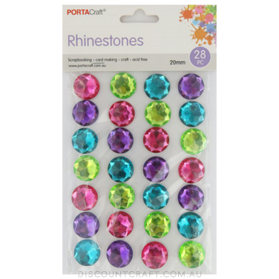 Rhinestone Sheet 20mm 28pc - Multi Colour