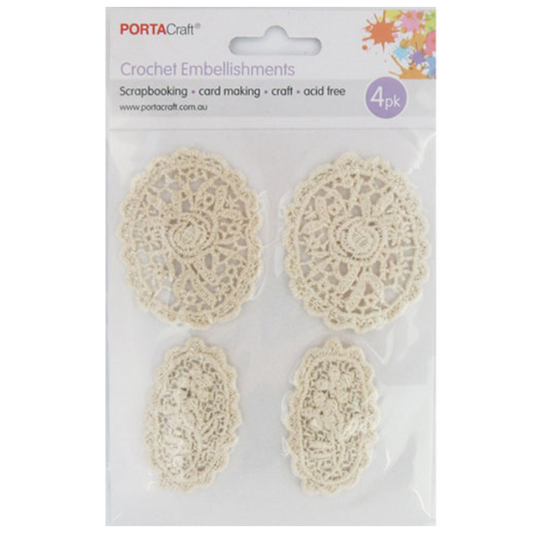 Crochet Doilies 4pc - Cream
