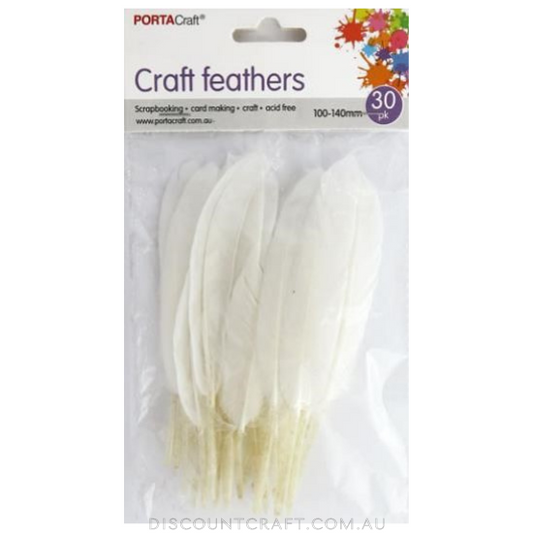Craft Feathers 100-140mm 30pk - White