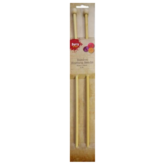 Knitting Needles 35cm x 6.00mm 2pk Bamboo