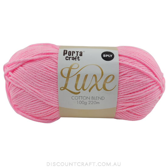 Luxe Cotton Blend Yarn 100g 220m 8ply - Princess Pink