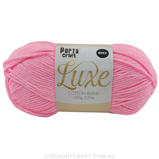 Luxe Cotton Blend Yarn 100g 220m 8ply - Princess Pink