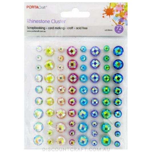 Rhinestone Sheet 6,8,10mm 72pc - Pastel