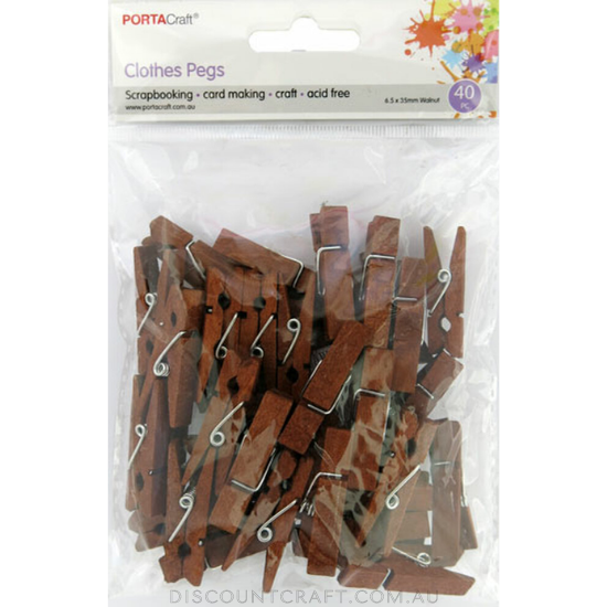 Clothes Pegs 35x6.5mm Walnut 40pk