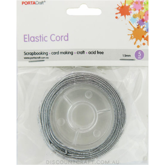 Bead & Jewellery Cord Elasticated 1.5mm 5m - Silver