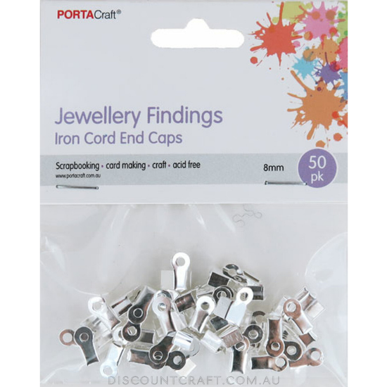 Cord End Caps 8mm 50pk Iron