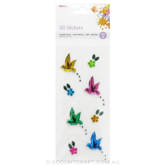 Gem Decals 8pc - Birds & Flowers