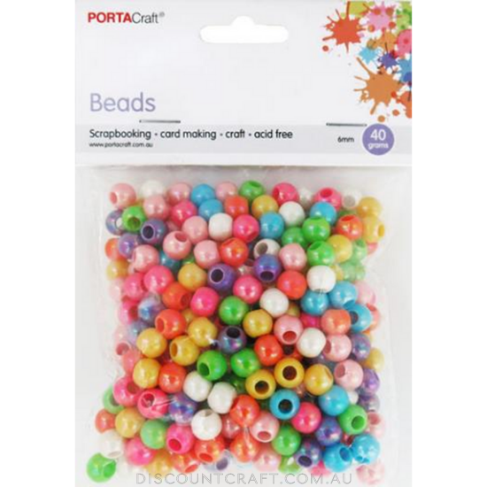 Beads 6mm 40g Round - Pearlescent Multicolour