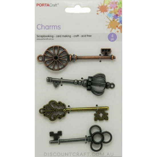 Charms Antique 4pc Large Ornate Keys