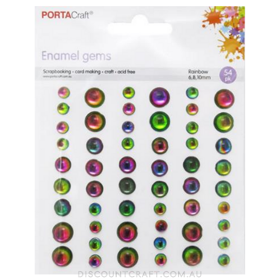 Enamel Gems 6,8,10mm 54pk - Rainbow