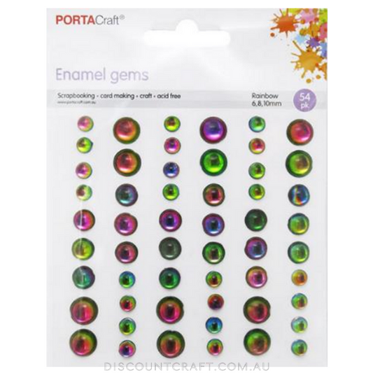 Enamel Gems 6,8,10mm 54pk - Rainbow