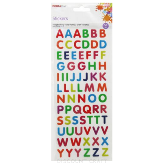 Alphabet Epoxy Stickers 50pc - Multicolour
