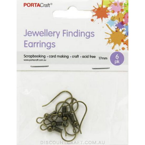 Brass Earring Hooks 17mm 6pk