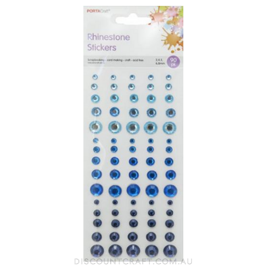 Rhinestone Sheet Multi 2,4,5,6,8mm 90pc - Blues