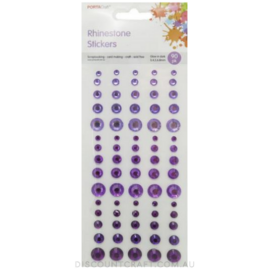 Rhinestone Sheet Multi 2,4,5,6,8mm 90pc - Purples