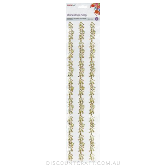 Rhinestone Borders 12mm 30cm 3 Strips Stars Gold