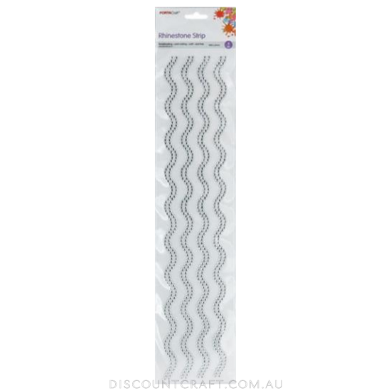 Rhinestone Borders 6mm 30cm 4 Strips - Waves Clear