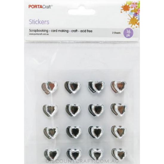 Rhinestone Sheet Hearts 10mm 32pc - Clear