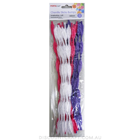 Chenille Stems Bumpy 20pc - Multi Pinks & Purple