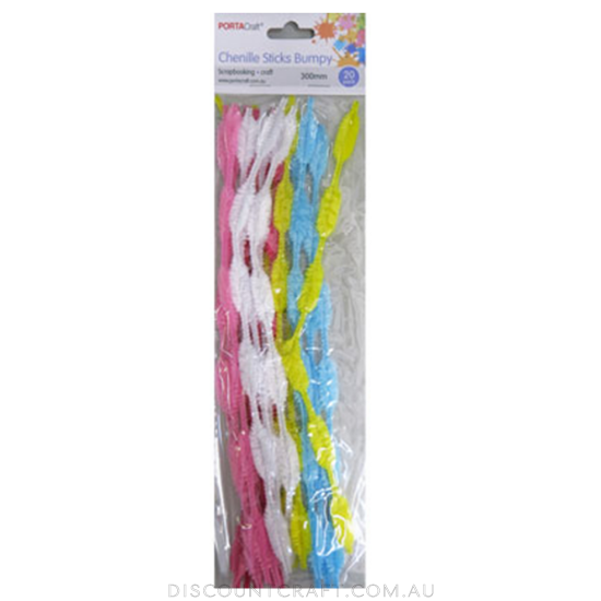 Chenille Stems Bumpy 20pc - Multi Pastels