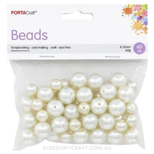 Round Pearl Beads 8 & 12mm 60pk