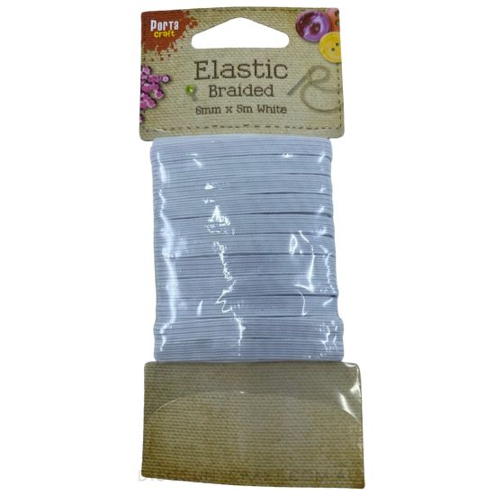 Braided Elastic 6mm x 5 meters - White