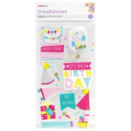 Birthday Girl Cardboard Embellishments - 13pk