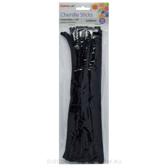 Chenille Stems 6mm 50pc - Black