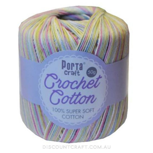 Crochet Cotton 50g 145m 3ply - Variegated Marshmallow