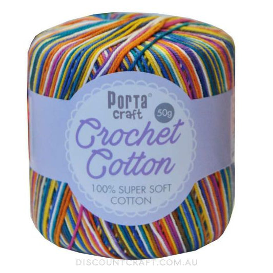Crochet Cotton 50g 145m 3ply - Variegated Gobstopper