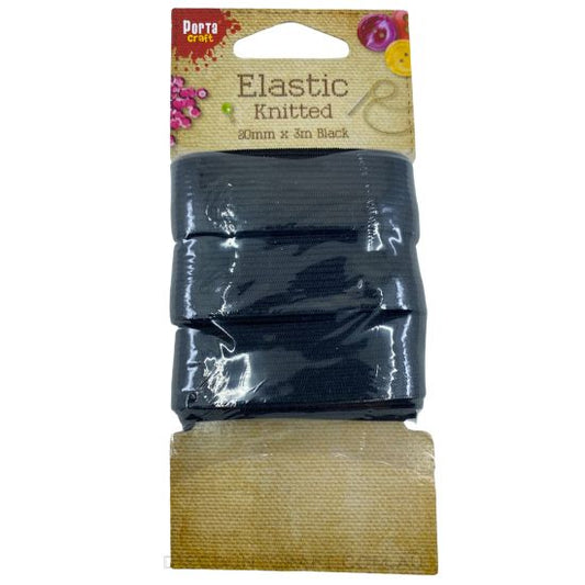 Knitted Elastic 20mm x 3 meters - Black