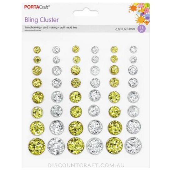 Enamel Gems 6-14mm 48pk with Glitter Flecks - Gold & Silver