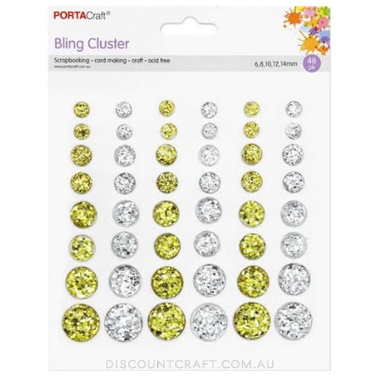 Enamel Gems 6-14mm 48pk with Glitter Flecks - Gold & Silver