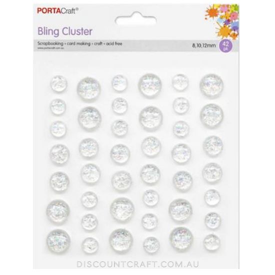 Enamel Gems 8,10,12mm 42pk - Clear with Glitter Strips